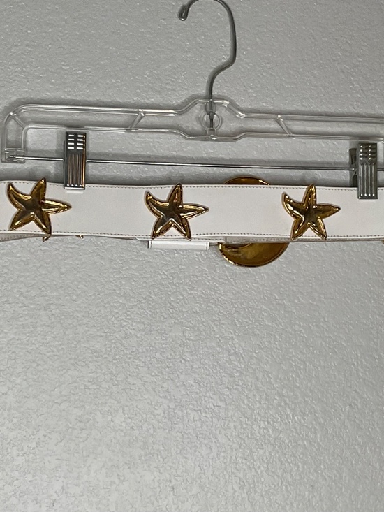 Vintage white leather belt metal moon and star studs boho whimsical carnival main image 10